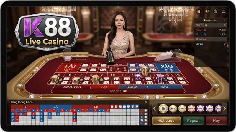 Giao diện chơi Tài Xỉu K88 trực tuyến